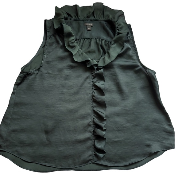 Ann Taylor Tops - Ann Taylor Green Ruffle Sleeveless Polyester Top Small